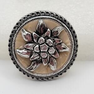 Vintage Western Germany Edelweiss Flower Scarf Clip